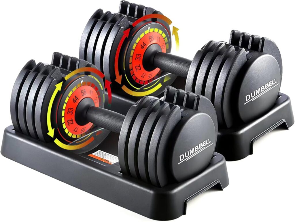 25/55 lbs (Pair) Adjustable Dumbbell Set, Dumbbell Adjustable Weight with Non-slip Quick Adjust Swivel Handle, Dumbbell Home Gym Fitness Equipment for Men and Women
