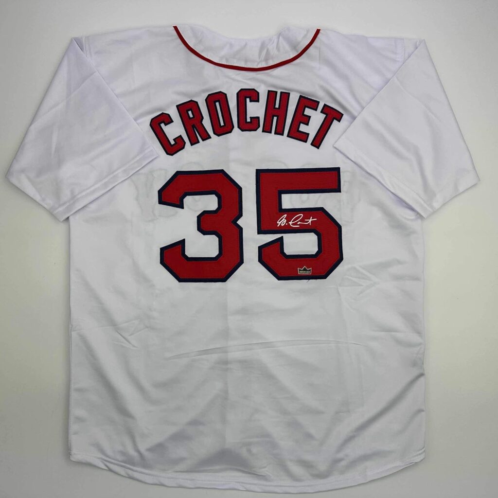 Facsimile Autographed Garrett Crochet Boston White Reprint Laser Auto Baseball Jersey Size Men’s XL