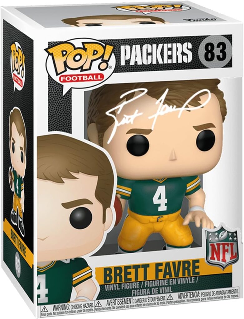 Brett Favre #83 Facsimile Signed Reprint Laser Autographed Funko POP! Football Green Bay Packers Figurine with Protector Case