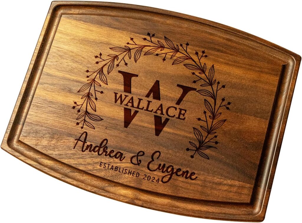 Crafted Custom Cutting Board – Personalized Cutting Board – Engraved Charcuterie Board – Wedding Gift for Couple – Best Present Idea for Bride, Bridal Shower, Anniversary, Christmas, & Housewarming