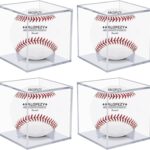 4 Pack Baseball Display Case, UV Protected Acrylic Boxes for Display,Clear Display Case Baseball Cube Memorabilia Showcase Autograph Ball Protector – for Official Size Ball