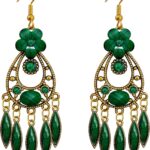 Handmade Bohemian Dainty Acrylic Crystal Chandelier Flower Dangle Drop Earrings Lightweight Aesthetic Floral Leaf Alloy Hook Earrings for Women