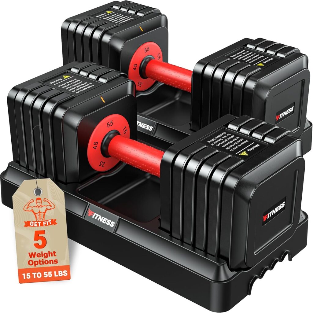 Adjustable Dumbbells 2 Pieces, 1 Second Weight Dumbbells 5 in 1 Free Adjustable with Non-slip Textured Handle for Home Gym for Men and Women