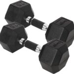 Yes4All Chrome/Rubber Grip Encased Hex Dumbbells – Hand Weights With Anti-Slip 10-30 LBS Pair
