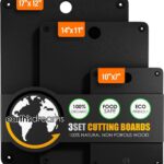 Earth’s Dreams Wood Cutting Board Set 3-Piece: Small, Large & Extra Large – Charcuterie Board, Non-Plastic, Non-Toxic, Heavy-Duty, Dishwasher Safe (Black)