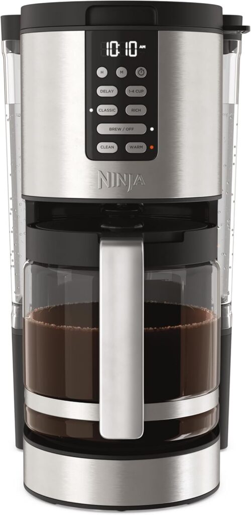 Ninja 14 Cup , Programmable Coffee Maker XL Pro with Permanent Filter, 2 Brew Styles Classic & Rich, 4 Programs Small Batch, Delay Brew, Freshness Timer & Keep Warm, Stainless Steel, DCM201