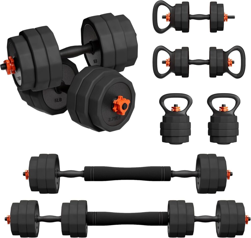 Adjustable Dumbbell Set (25/45/65lb) | Double Reinforced Locking | 5-in-1 Free Gym Weights Used as Barbell, Kettlebells, Push up Stand for Home Men Women