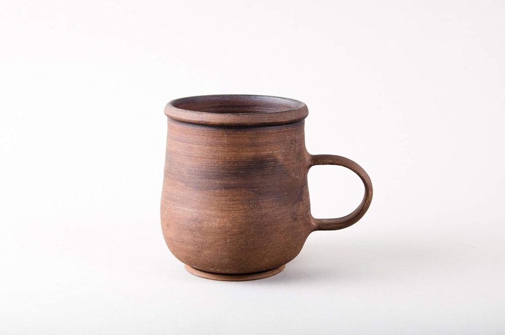 Large Unglazed 12.5 oz Handcrafted Tea Cup Big ceramic handmade pottery coffee mug for anniversary, Rustic Eco Friendly Stoneware clay milk cups Coffee lovers gift mugs Ukrainian mug with handle
