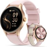 Smart Watches for Women,1.57″ HD Touchscreen SmartWatch(2 Bands) with Bluetooth Calls (Make/Answer),Fitness Tracker with Heart Rate/Sp02/Sleep Monitor,110+ Sport Modes (Pink, 1.57)