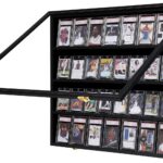 VERANI 36 Baseball Card Display Case – Graded Sports Card Display Frame – Holds Sport Cards with UV Protection Clear View Lockable Wall Cabinet for Football Basketball Hockey Trading Card Large Black