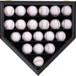 HOROW 21 Baseball Display Case Clear Anti Fade Lockable Wall Cabinet with 98% UV Protection Acrylic Door Baseball Holders Shadow Box Rack for Collection Autographed Baseball-Black