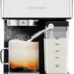 Chefman CaféMaster Pro Espresso Machine, Brew Single or Double Shots, Coffee Maker with Built-In Milk Frother for Cappuccino & Latte, XL 1.8 Liter Removable Water Reservoir – Stainless Steel