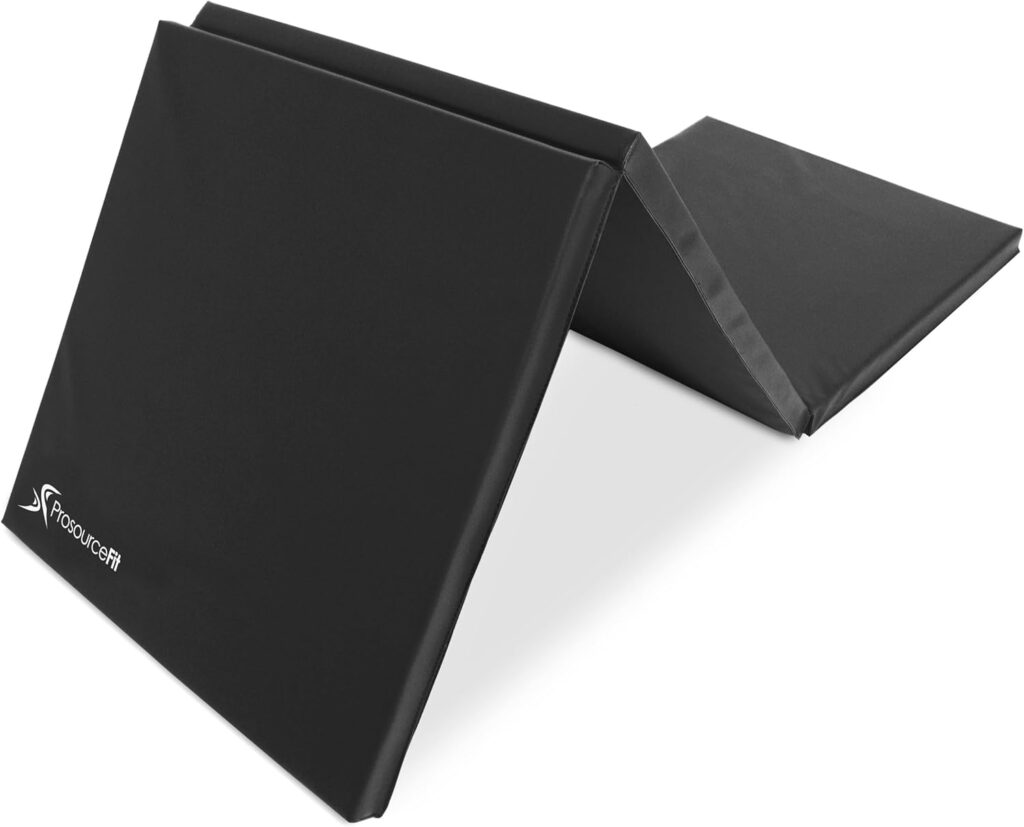 ProsourceFit Tri-Fold Folding Thick Exercise Mat 6’x2’ with Carrying Handles for MMA, Gymnastics Core Workouts