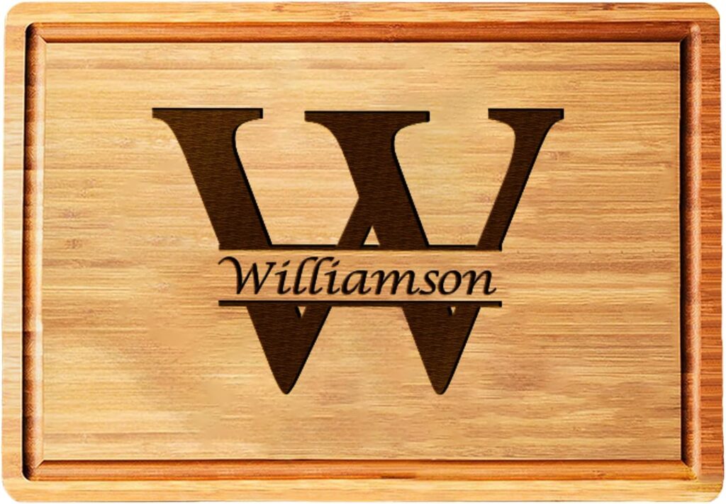 Personalized Cutting Board – Elegant Last Name Monogram – Perfect Wedding Registry Gifts – Engraved Wooden Housewarming Gifts for Men – Unique Decorative Keepsake