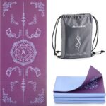 Avoalre Folding Yoga Mat, 72″x 32″x 0.24″ Extra Wide Non-Slip Exercise Fitness Yoga Mats, Eco-Friendly High Density 6mm Thick Print Pilates Mat with Carrying Bag for Women Men Home Workout