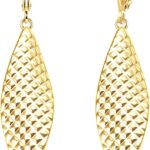 ALEXCRAFT 14K Gold Long Dangle Earrings for Women,Sterling Silver Drop Leverback Earrings Trendy Hypoallergenic Gold Hammered French Hook Earings Handmade Leaf Dangle Earings for Women Jewelry Gifts
