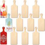 Marsui 12 Pieces Mini Wooden Cutting Board for Craft DIY Chopping Board with Handle Small Craft Charcuterie Tray for Home Kitchen Cooking Vegetables Decor(11.8 x 4.3 Inch)