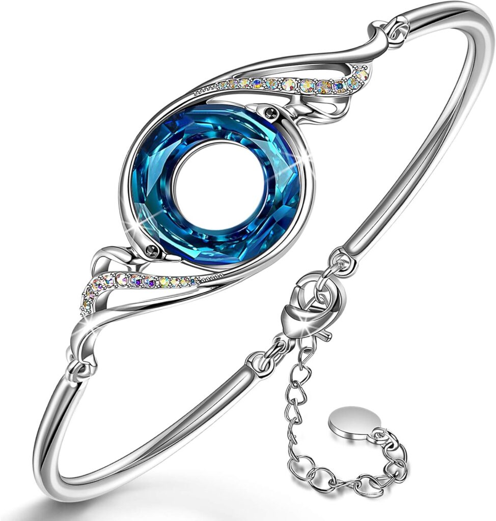 Kate Lynn “Rise From the Ashes” Phoenix Bracelet Made with Crystals from Austria, Adjustable Bangle Bracelet for Women 7″+2″, Packaged with Jewelry Box, Birthday Gift for Women, Symbol of Luck and Renewal