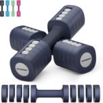 EAST MOUNT Adjustable Weight Dumbbells Set of 2, 8 in 1 Hand Weights for Women 2lb/3lb/4lb/5lb/6lb Dumbbell Weights Set 12 lbs/Pair Hand Weights for Home Office Gym Workout