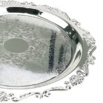 Quluxe Round Platter Serving Tray Metal Reusable Decorative Appetizer Platter Dessert Plate for Kitchen Party Centerpiece Display, 2 Pcs Silver (4 Inch+10 Inch)