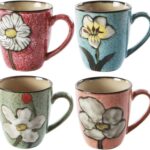 Ceramics 12oz Cappuccino Mug,Coffee mugs,Tea mugs,Kiln Glazing Process,Microwave and Dishwasher Safe, Perfect For Tea, Espresso, Latte – Porcelain Mugs for Kitchen or Cafe (Red+Blue+Green+Pink)