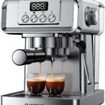 SHARDOR 20-Bar Espresso Machine for Home Barista, Built-In Steam Wand for Latte & Cappuccino, Stainless Steel Coffee Maker with Temp Display, 1350W, 60oz Water Reservoir