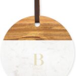 Weddingstar Custom Engraved Circular Wooden Acacia Plank & Marble Cutting Board Serving Tray – Serif Monogram