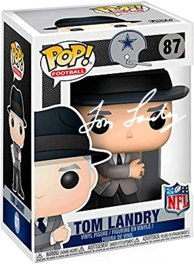Tom Landry #87 Facsimile Signed Reprint Laser Autographed Funko POP! Football NFL: Dallas Cowboys Figurine with Protector Case