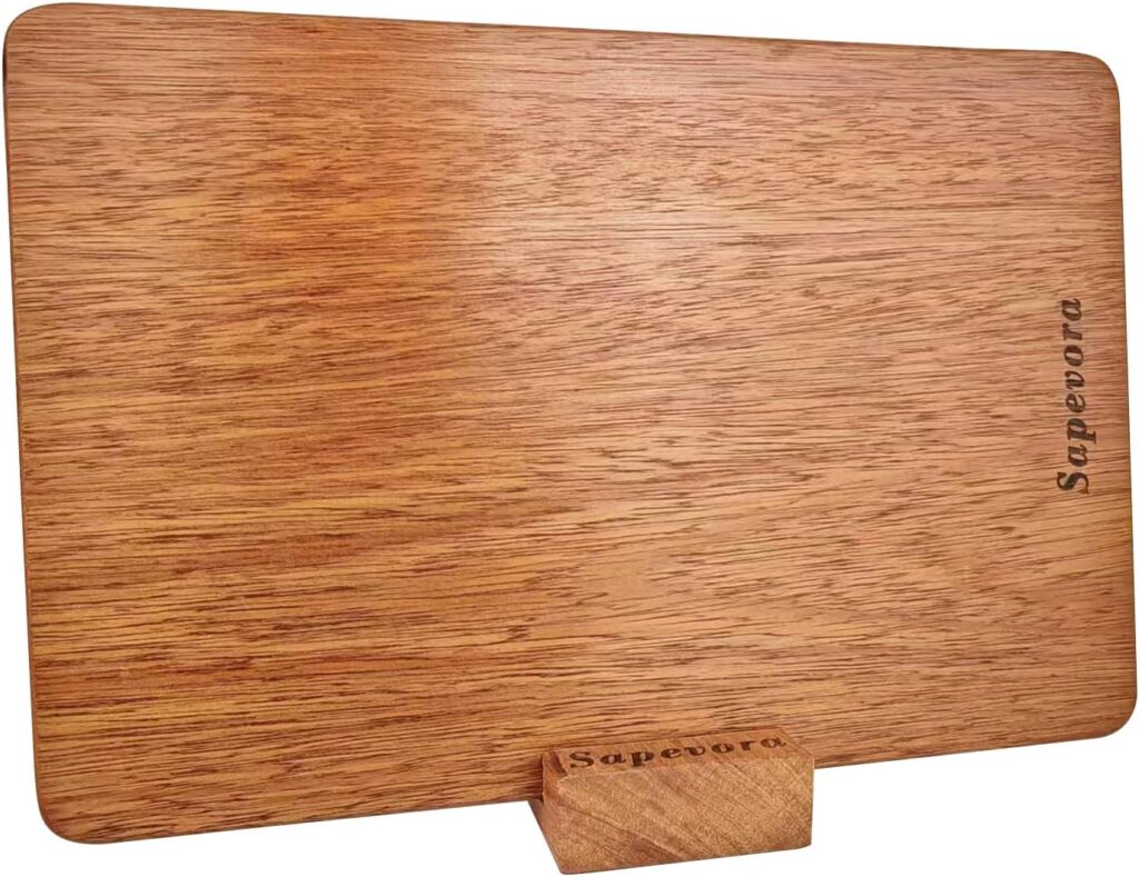 Solid Teak Wood Cutting Board One Piece Non Glued Thick Crack Resistant Wooden Chopping Board with DeepJuice Grooves Built in Handles for Kitchen Meat Vegetables Chese 11.8 X 7.9 Inch