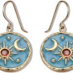 MALOYANVE Vintage Sun and Moon Drop Dangle Earrings for Women Unique lightweight Handmade Retro Boho Antiqued Gold Silver Round Coin Earrings for Women Jewelry