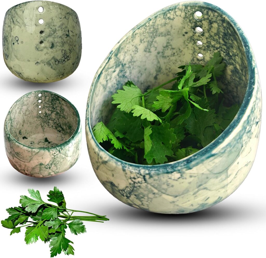 Pottery Herb Stripper Bowl, Ceramic Herb Peeling Bowl, Handmade Herb Stripper Tool Different Round Hole Sizes for Separating Leaves and Stems