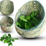 Pottery Herb Stripper Bowl, Ceramic Herb Peeling Bowl, Handmade Herb Stripper Tool Different Round Hole Sizes for Separating Leaves and Stems