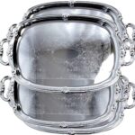 (Pack of 4) 21-Inch x 13.5-Inch Elegant Victoria Floral Engraved with Handle Serving Tray Silver Metal Plate Platter Food Decorative Buffet Wedding Party T166-4PK