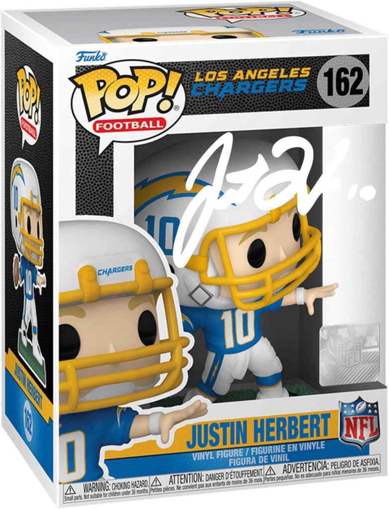 Justin Herbert #162 Facsimile Signed Reprint Laser Autographed Funko POP! Football NFL: Los Angeles Chargers Figurine with Protector Case