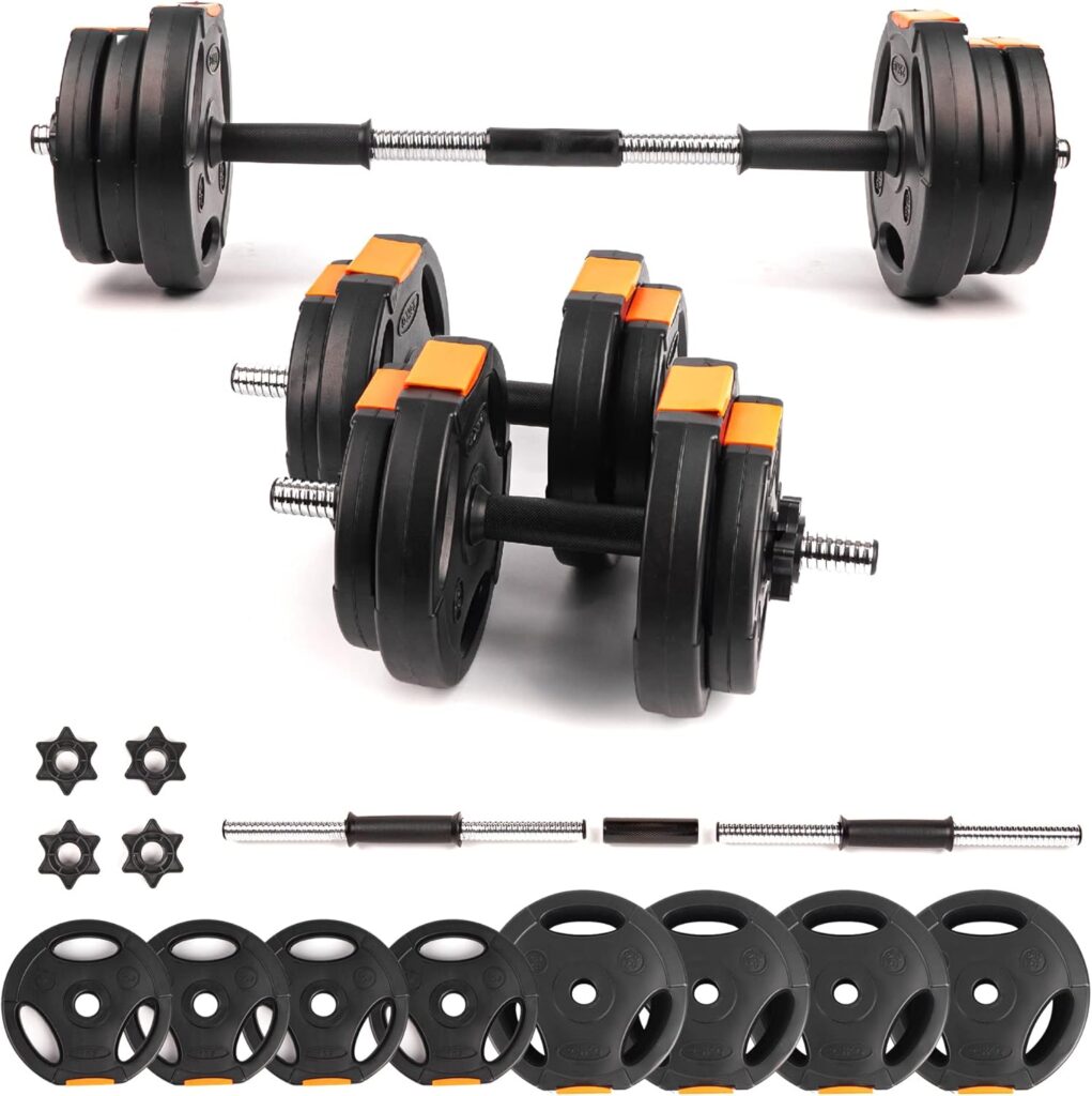 Phoenix Fitness Dumbbells Weight Set, Adjustable 2 in 1 Barbell Set for Exercise, Muscle and Strength Training