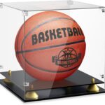 Leffis Basketball Display Case Acrylic Clear, UV Protected Basketball Stand Box Full Size with Double Layer Base, Soccer Display for Autographed Standard NBA WNBA Ball Memorabilia Keepsake