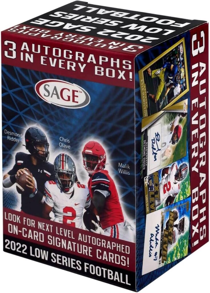 2022 SAGE Hit Premier LOW SERIES Football BLASTER box (63 cards incl. THREE Autograph cards)