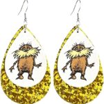 Colorful Teacher Read Drop Earrings for Women Handmade Cartoon Glitter Leather Printed Teacher Dangle Earrings for Women Back to School Gifts Jewelry