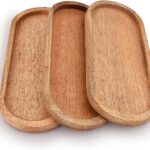 Samhita Mango Oval Wood Tray Set of 3 Perfect for Food Holder/BBQ, Serve Cheese, Sushi, Holiday Snacks, and More. (12″ x 5″ x 0.75″)