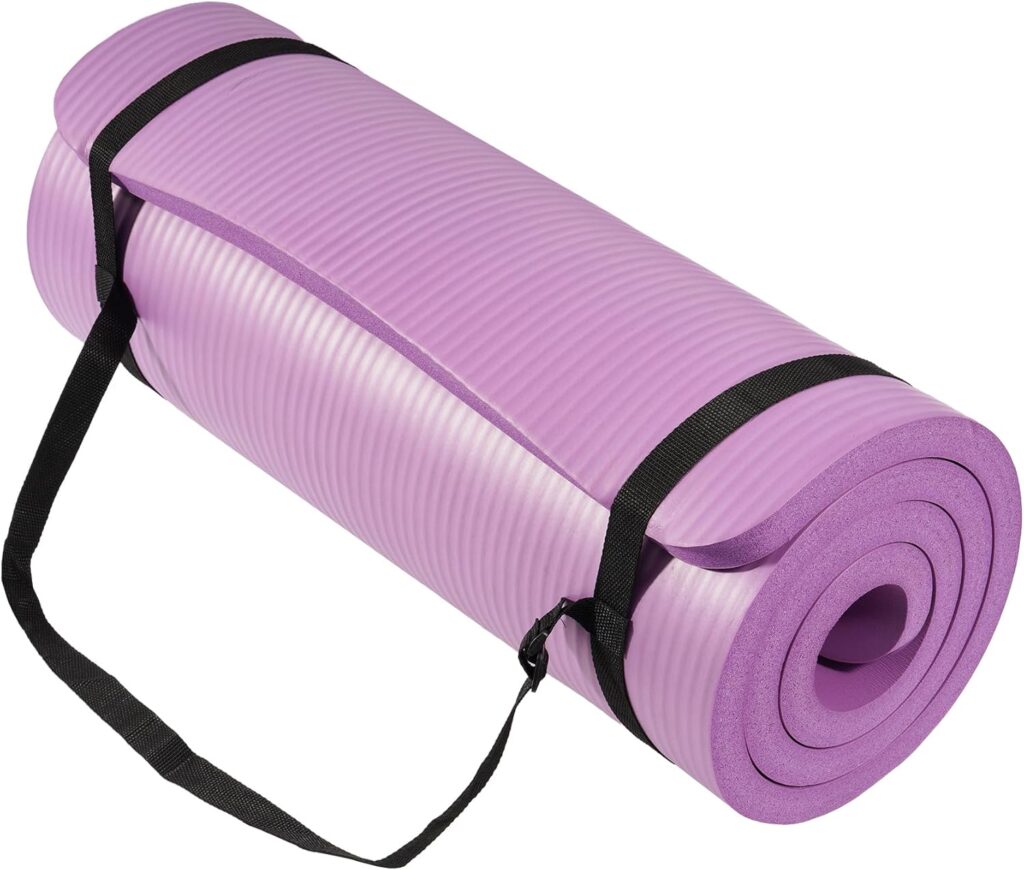Yoga Mat 1-Inch Extra Thick High-Density Exercise Mat with Non-Slip Surface & Carry Strap for Men & Women Tear-Resistant Pilates Workout Mat for Home Gym, Floor Fitness, Taro Purple