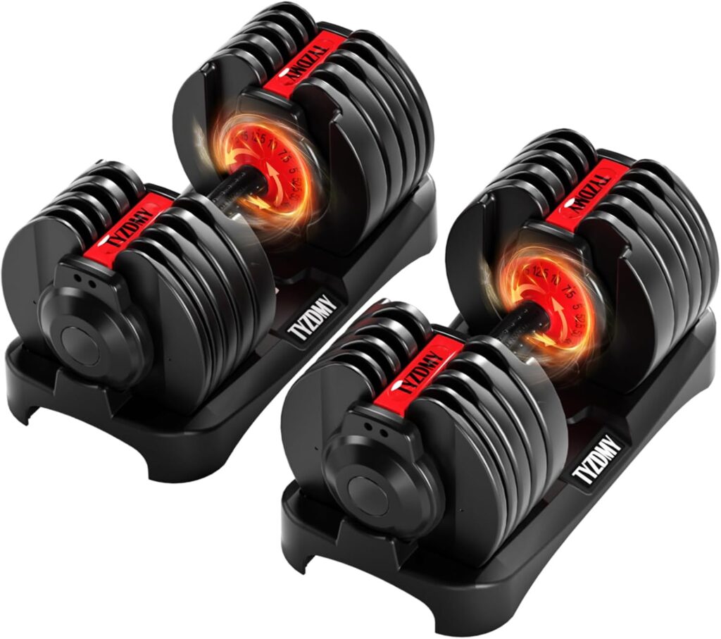 Adjustable Dumbbells Set of 2，Free Weights Dumbbells Set，Adjustable Dumbbell Set，52.5 lbs pair 105 lbs，15 in 1，for Men/Women Gym Equipment for Home Strength Training Equipment