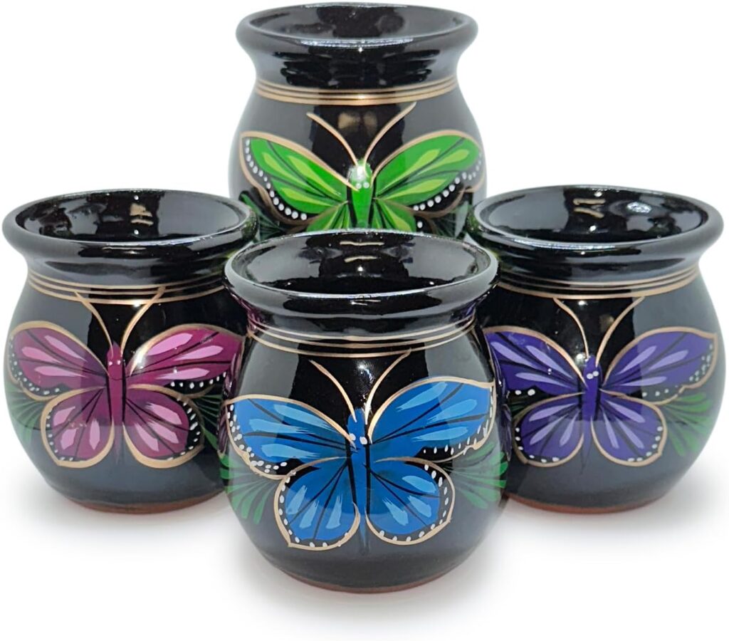 FFX Artesania Tazas de Barro con Monarca Artisan Made Clay Coffee Mugs Artisan Made EACH MUG UNIQUE Terracota Cups