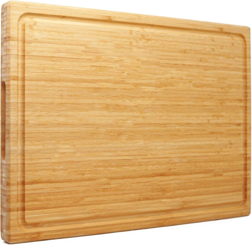Utoplike Extra Large XXXL Bamboo Cutting Board 24 x16 Inch, Largest Wooden Butcher Block for Turkey, Meat, Vegetables, BBQ, Over the Sink Chopping Board with Handle and Juice Groove, Thickness 1.25″