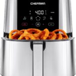 Chefman TurboFry® Touch Air Fryer, XL 8-Qt Family Size, One-Touch Digital Control Presets, French Fries, Chicken, Meat, Fish, Nonstick Dishwasher-Safe Parts, Automatic Shutoff, Stainless Steel
