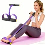 Pedal Resistance Bands with Handles, Upgrade 6-Tubes Manual Tension Training Pedal, Natural Rubber Foot Pedal Resistance Bands, Multifunction Fitness Bands for Abdomen, Waist, Arm, Leg