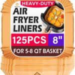 Air Fryer Liners Disposable, 125Pcs Parchment Paper, 8 Inch Non-stick Air Fryer Paper Liners, Unbleached Square Airfryer Liners for 5-8QT Air Fryer, Baking, Roasting Microwave