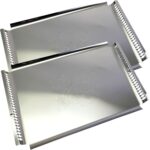 (Pack of 2 18.9 inch x 11.9 inch Rectangular Chrome Plated Silver Serving Tray with Handles Stylish Floral Engraved Party Wedding Dessert Buffet Decor Platter Plate NC-113