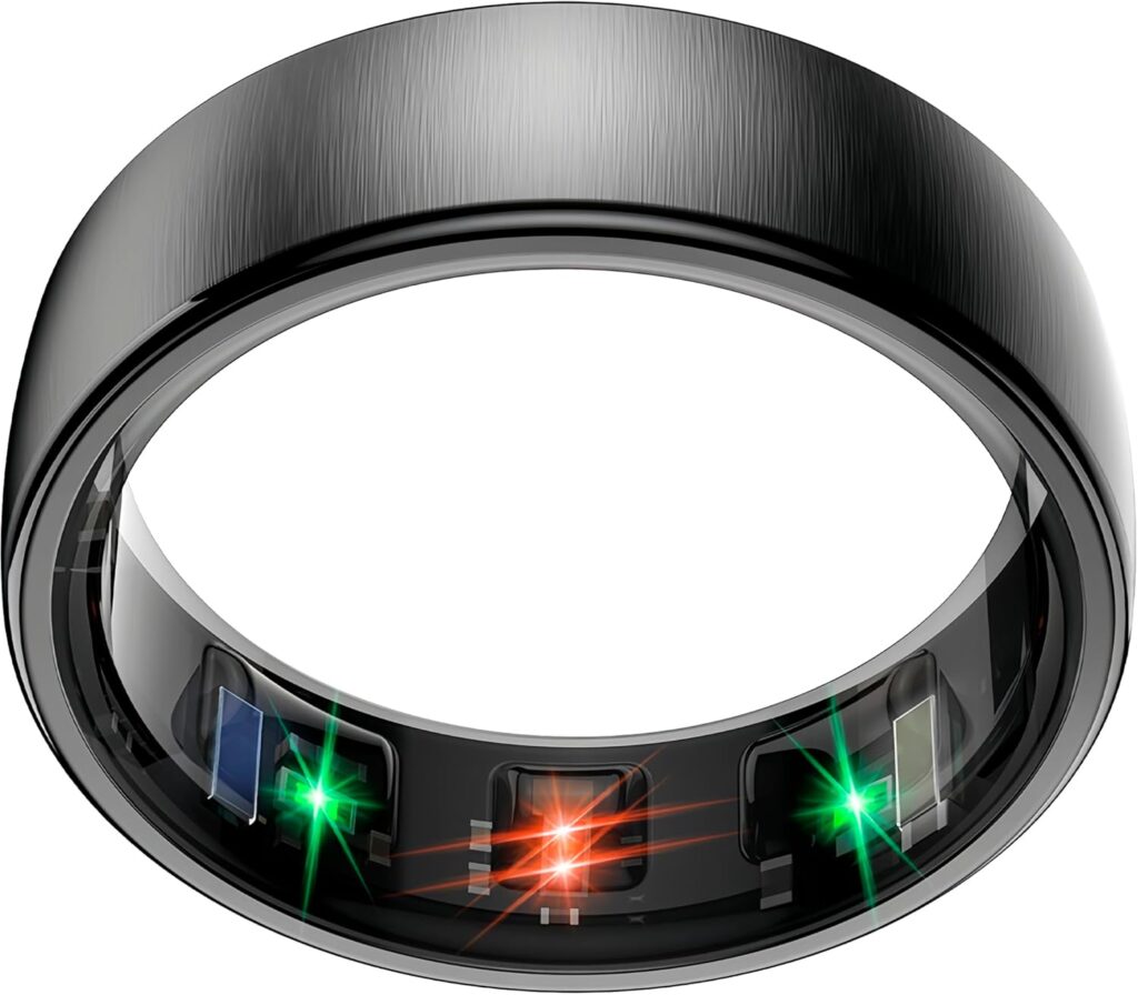 Smart Health Ring Sleep Health Tracker for Women Men with Heart Rate, Blood Oxygen, Sleep Monitor, Steps,Calories, 5ATM Waterproof for iPhone/Android, No Subscription Fee(Black, 11#)