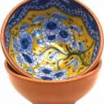 Handmade Hand Painted Portuguese Pottery Soup Bowls – Set of 2 (Yellow & Blue)