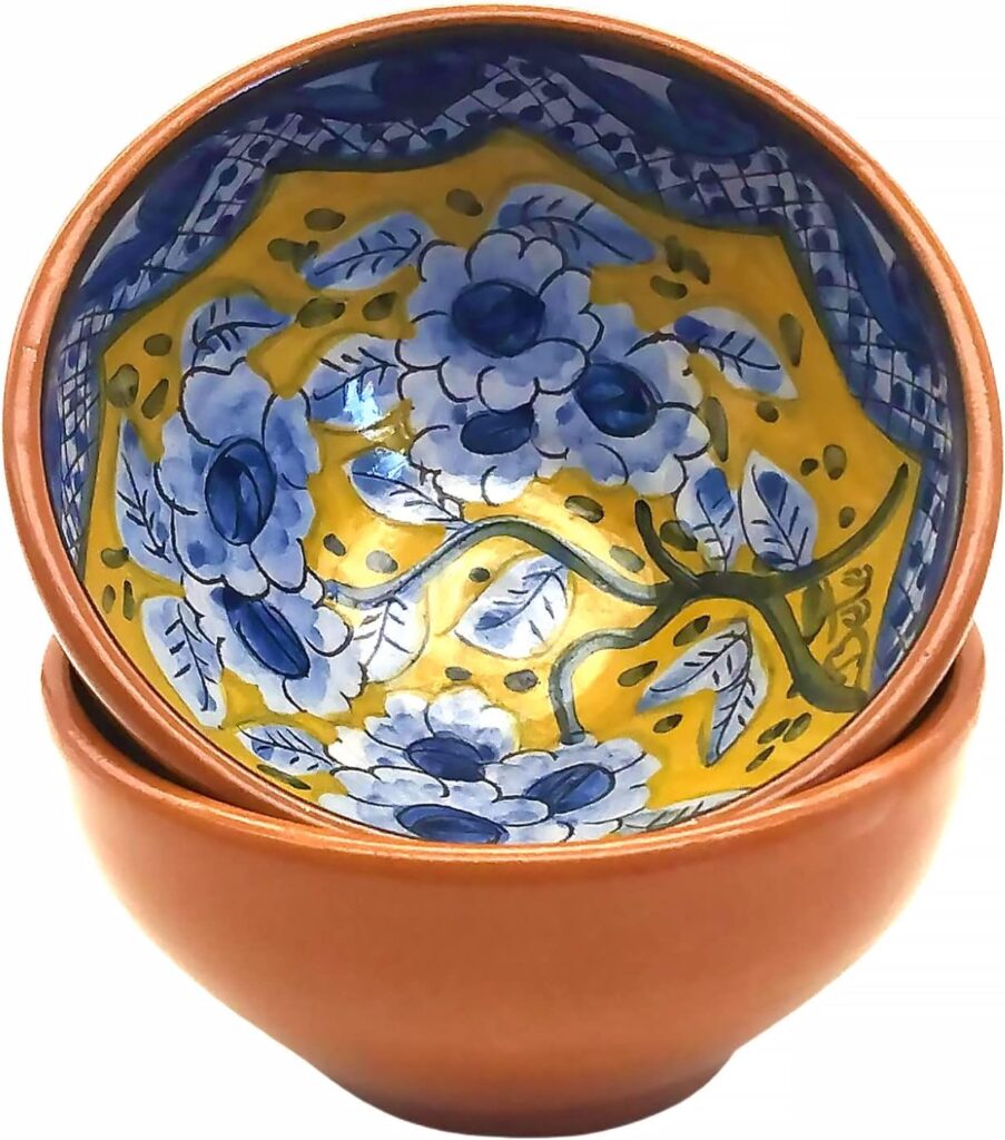 Handmade Hand Painted Portuguese Pottery Soup Bowls – Set of 2 (Yellow & Blue)